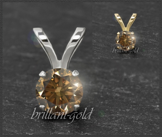 Brillant 585 Gold Anhänger, cognac 0,10-0,50ct